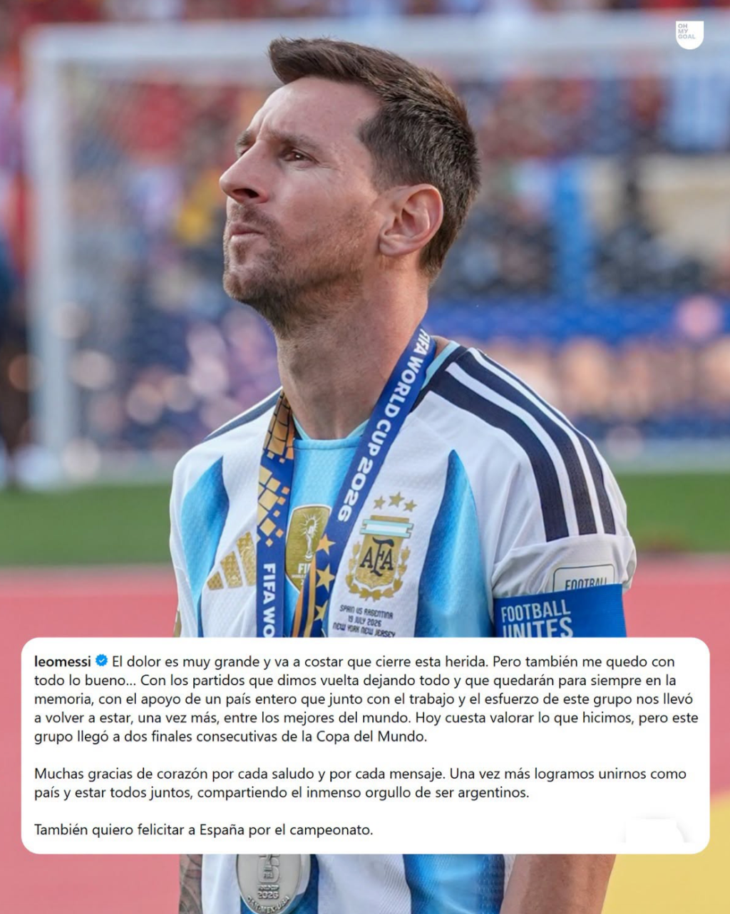 El conmovedor mensaje de Messi tras perder la final del&nbsp;Mundial